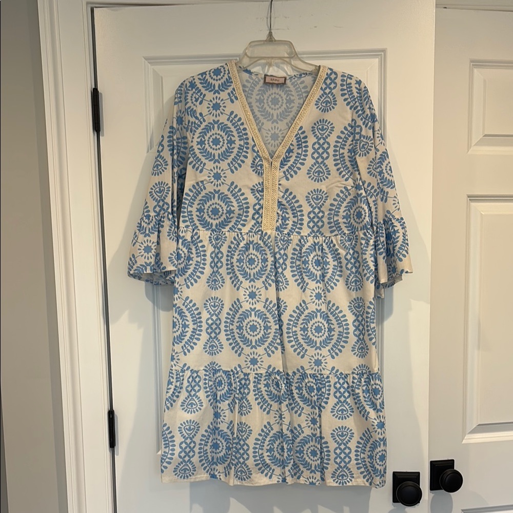 Saiph Blue and White Dress